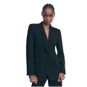 Zara Lapel Collar Black Blazer